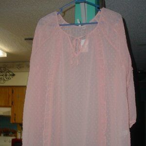 NEW CATO BOW TIE RUFFLE SHEER BLOUSE SIZE XL